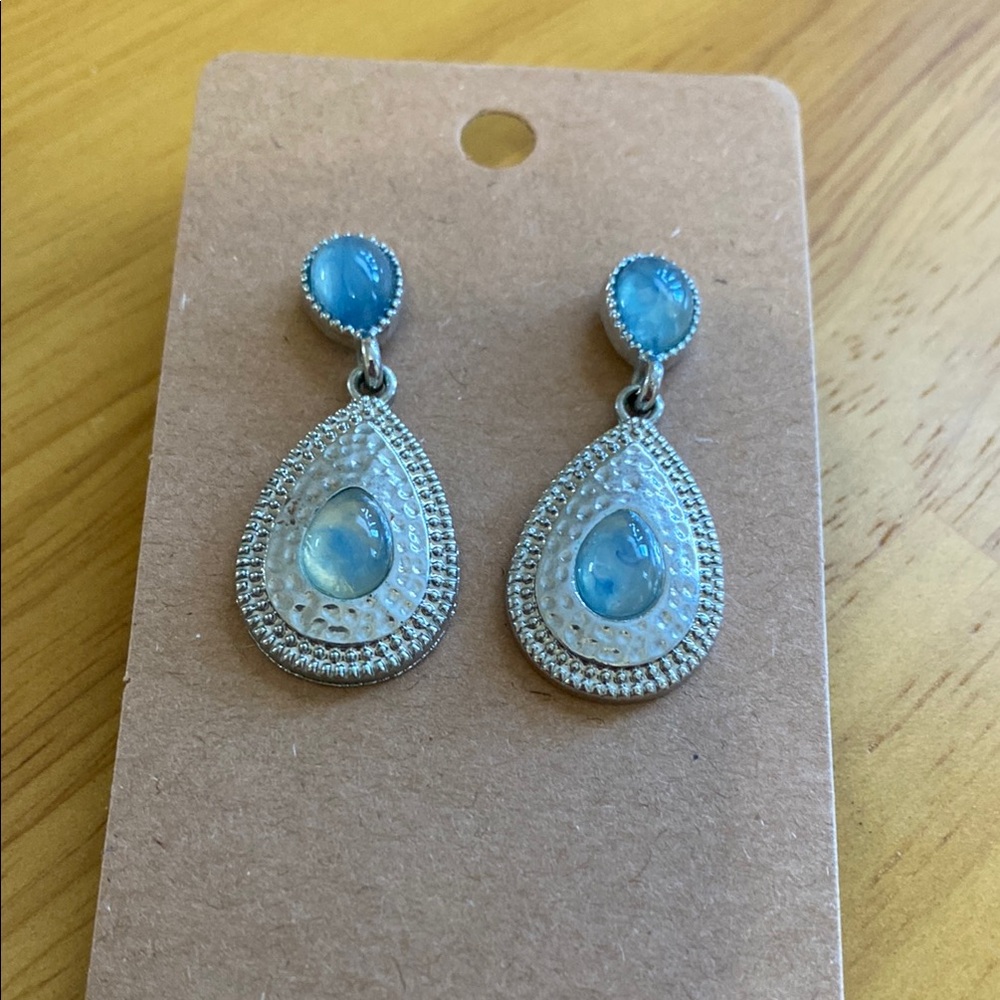 Elegant Silver and Blue Teardrop Earrings